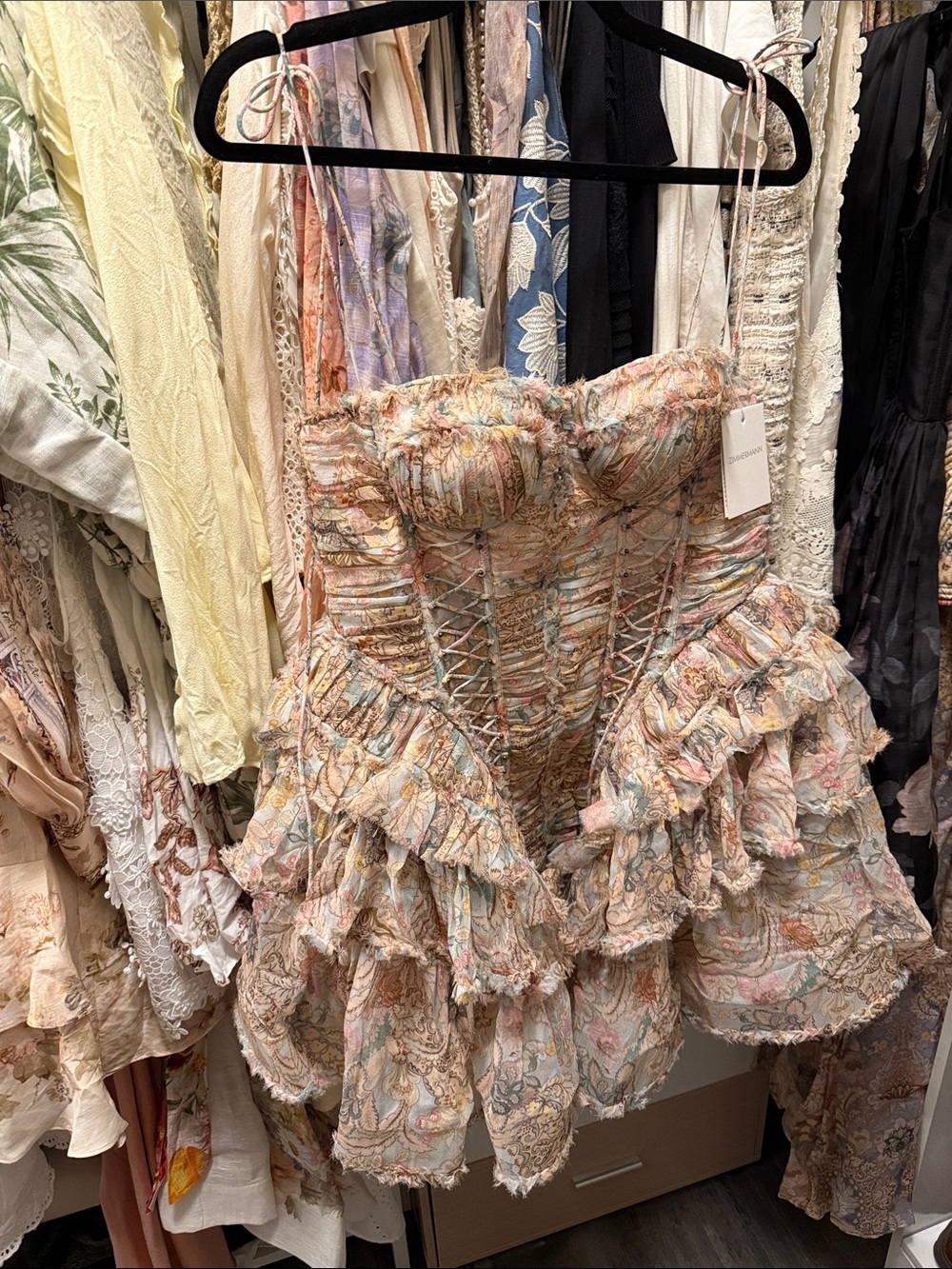 Zimmermann Pastel Floral Corset Mini Dress - Picture 2 of 3